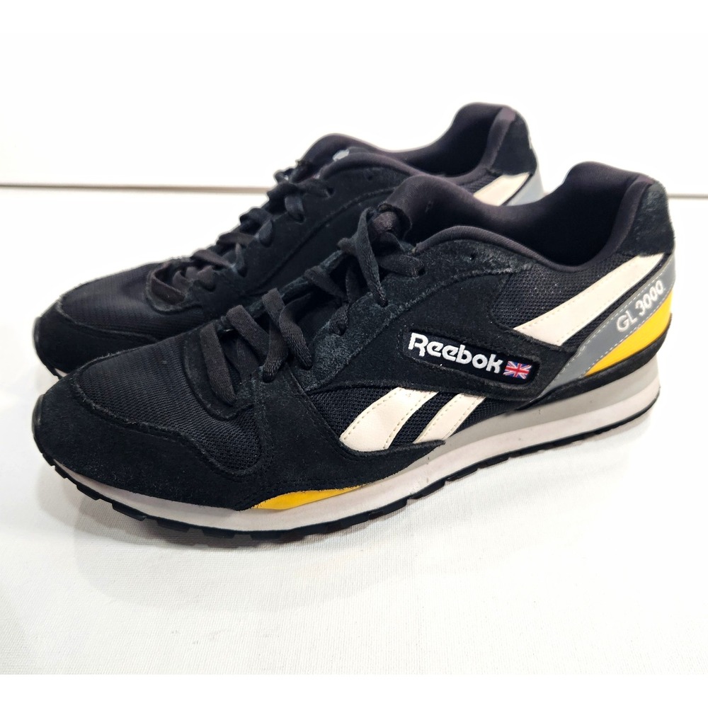 Reebok Classic GL 3000 Mens Black/White/Yellow Lace Up Sneakers Size 10.5